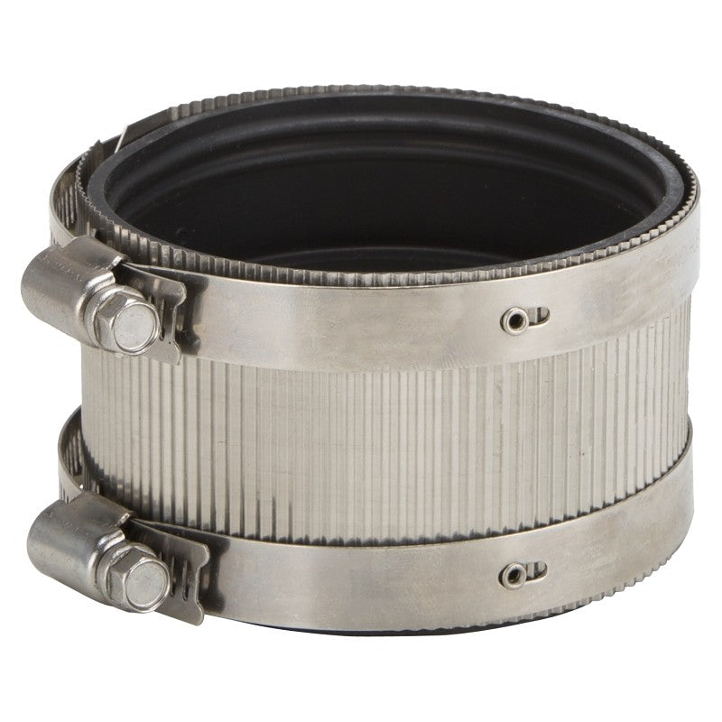 ProSource NHC-33 Coupling, 3 in, Cast Iron, Plastic and Steel Drain Pipes, Rubber/Stainless Steel
