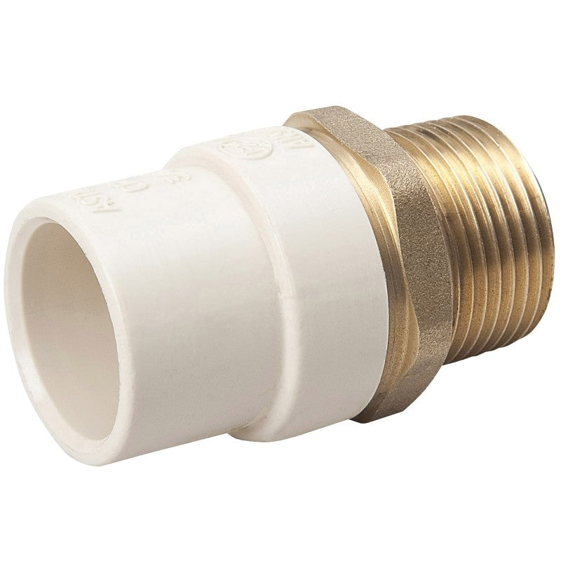 B & K 164-303NL Transition Pipe Adapter, 1/2 in, Solvent x MIP, Brass/CPVC