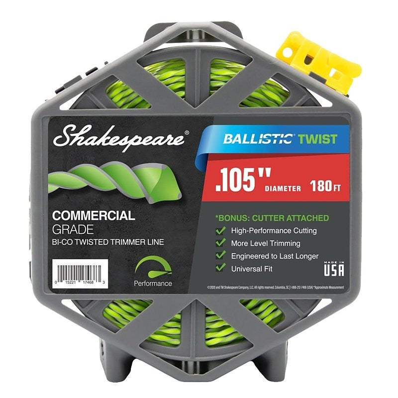 Shakespeare Ballistic 17250 Trimmer Twist Line, 0.105 in Dia, 180 ft L