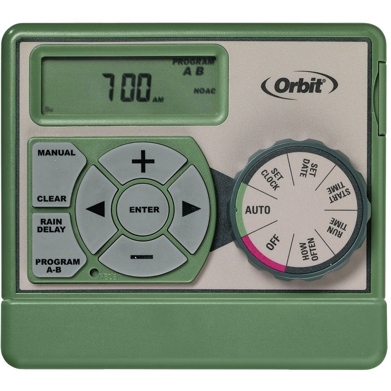 Orbit 57596 Indoor Sprinkler Timer, 120 V, 6 -Zone, 2 -Program, 1 to 99 min Cycle, LCD Display