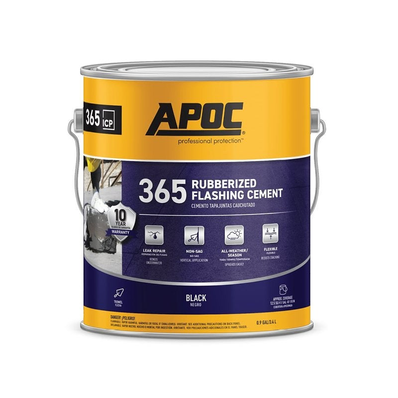 APOC AP-365 Series AP-3651 Rubberized Flashing Cement, Black, Liquid, 1 gal, Pail (Pack of 4)
