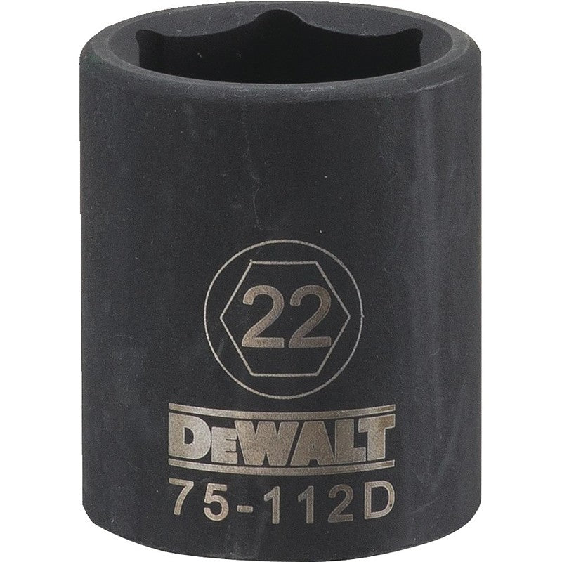 DEWALT DWMT75112OSP Deep Impact Socket, 22 mm Socket, 1/2 in Drive, 6-Point, Steel, Black Oxide