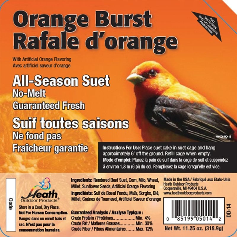 Heath DD-14 Suet Cake, All-Season, Orange, 11.25 oz (Pack of 12)