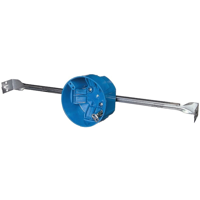 Carlon B620KR-UPC Ceiling Box, Adjustable Bar Hanger Mounting, 4 in W, 4 in D, 2-1/4 in H, 1-Gang, Polycarbonate, Blue