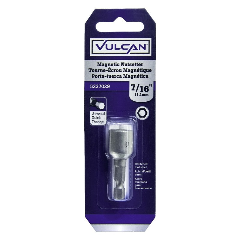Vulcan 326111OR Magnetic Nutsetter, 7/16 in Drive, Hex Drive, 1-3/4 in L, 1/4 Quick Change in Shank
