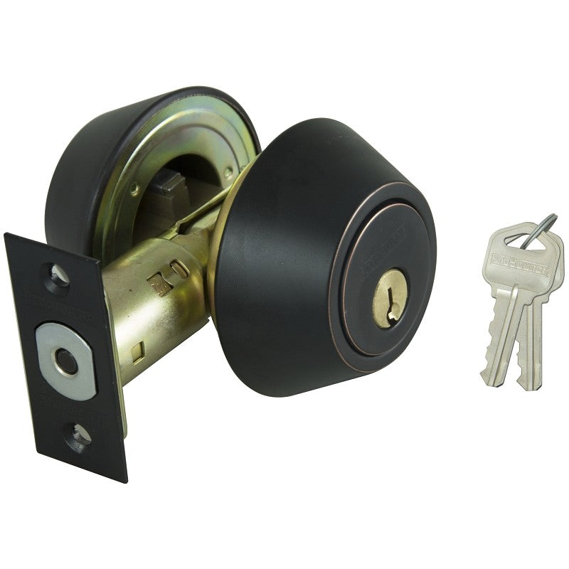 ProSource DBX2V-PS Deadbolt, 3 Grade, Aged Bronze, 2-3/8 to 2-3/4 in Backset, KW1 Keyway, 1-3/8 to 1-3/4 in Thick Door (Pack of 3)