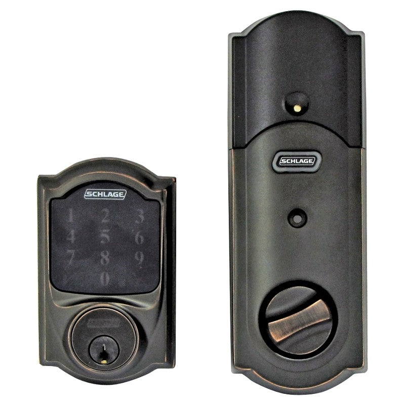 Schlage Connect Series BE469ZPVCAM716 Electronic Deadbolt, Aged Bronze, Residential, 1 Grade, Metal, Keypad Included