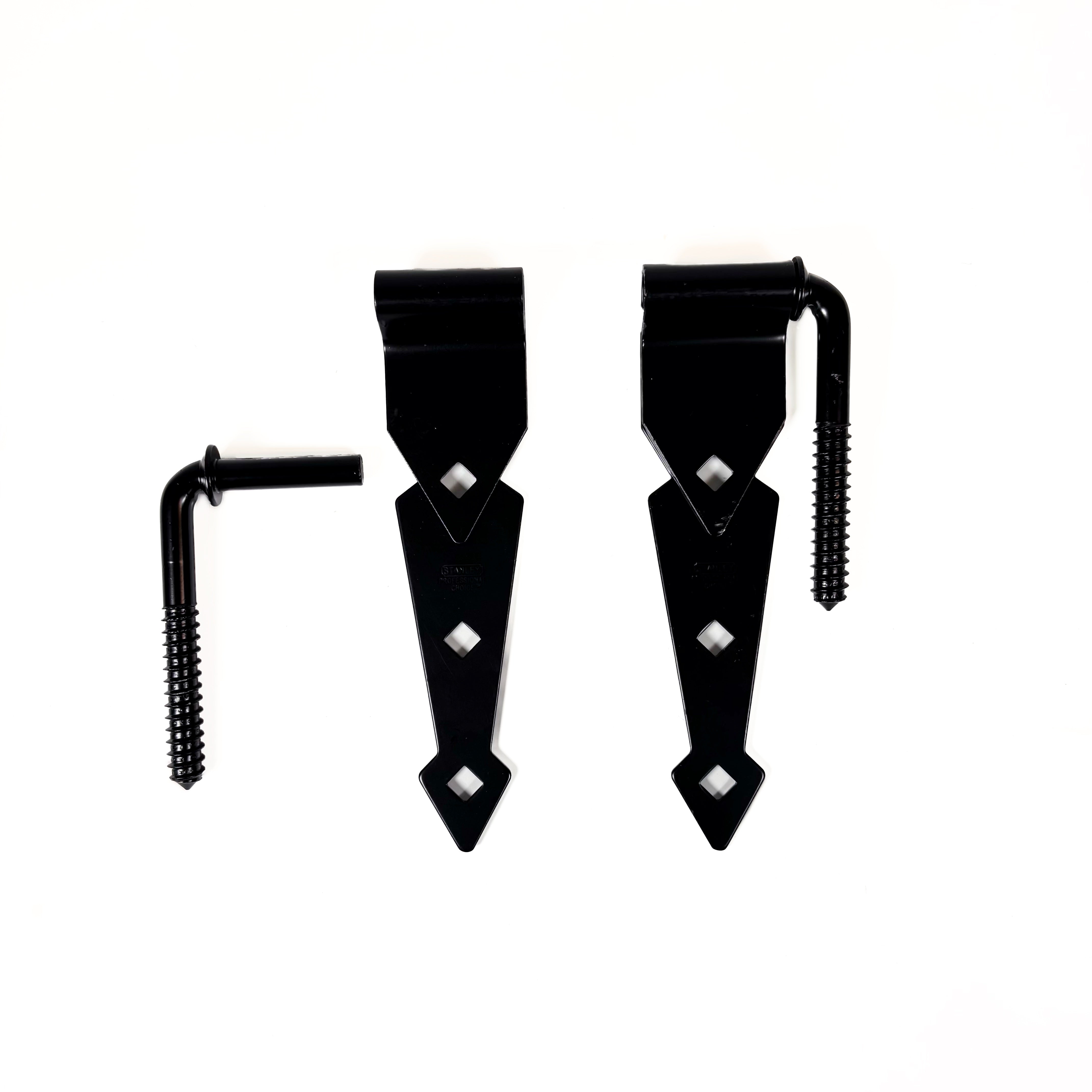 Heavy Duty Strap Hinges And Screw Hooks 8 Inch Black 2 Pack (POS)