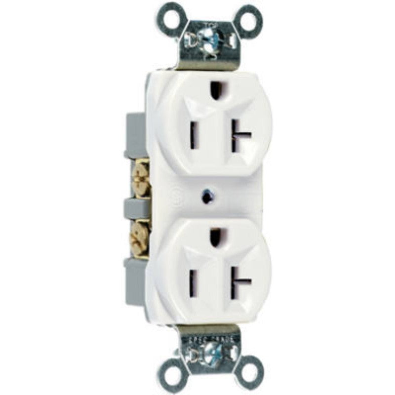 Legrand CRB5362WCC12 Duplex Receptacle, 2 -Pole, 20 A, 125 VAC, Back, Side Wiring, NEMA: 5-20R, White