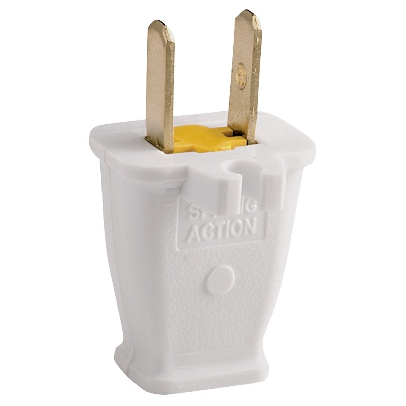 Eaton Wiring Devices SA940W Electrical Plug, Polarized, Spring Action, 21/64 in, 2-Pole, 15 A, 125 V, White