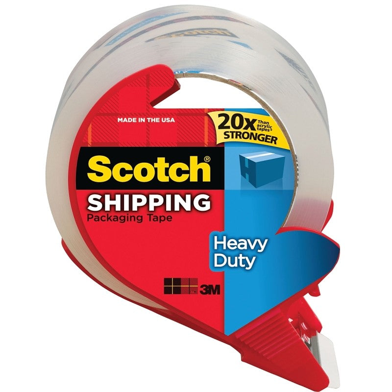 Scotch 3850S-RD Series Packaging Tape, 38.2 yd L, Clear, 1.88 in W, 3.1 mil, Polypropylene Backing