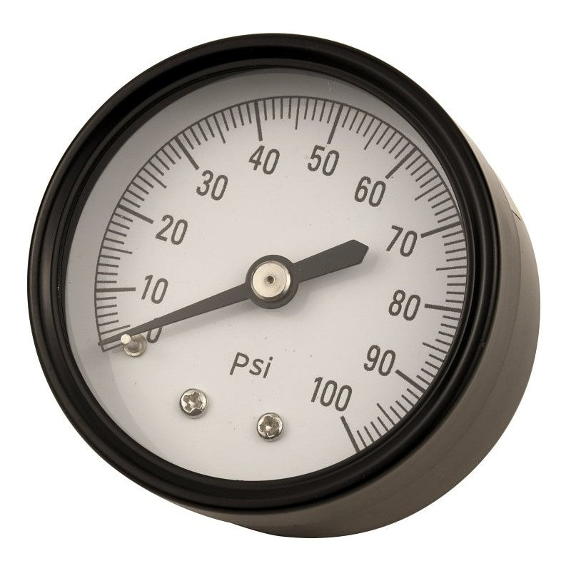 Water Source M1002-8B-RM Pressure Gauge, 1/8 in Connection, Steel Gauge Case, 0 to 100 psi, Back Connection