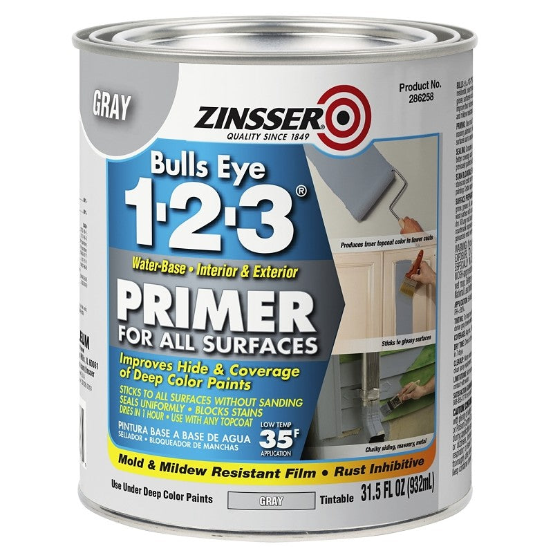 Zinsser 286258 Primer, Gray, 1 qt (Pack of 4)