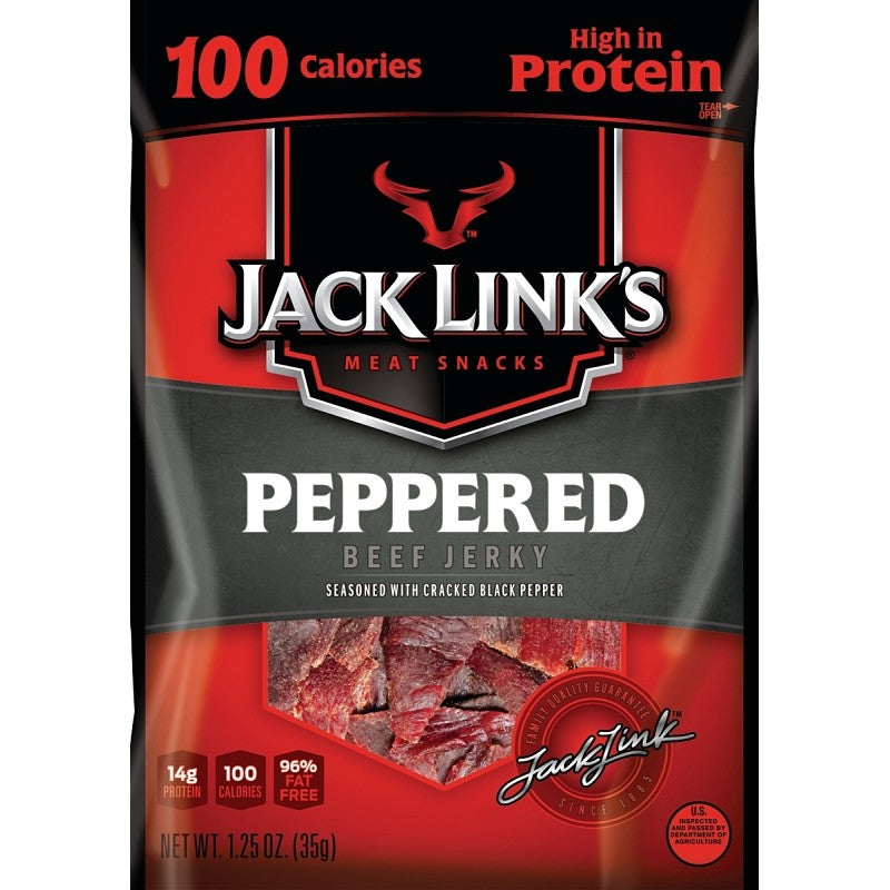Jack Link's 10000008421 Snack, Jerky, Pepper, 1.25 oz, Pouch (Pack of 10)