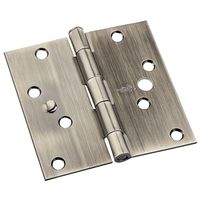 Security Stud 4 Inch Square Door Hinges Antique Brass 3 Pack