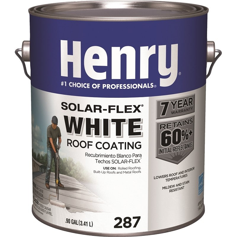 Henry HE287SF046 Elastomeric Roof Coating, White, 0.9 gal Pail (Pack of 4)