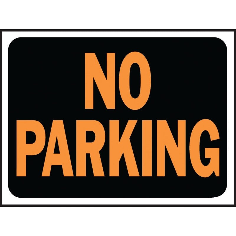 Hy-Ko Hy-Glo Series 3012 Identification Sign, 8-1/2 x 12 in Dimensions, Rectangular, NO PARKING, Black Background, 10/PK (Pack of 10)