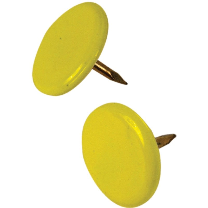 Hillman 122671 Thumb Tack, 15/64 in Shank, Steel, Painted, Yellow, Cap Head, Sharp Point (Pack of 6)