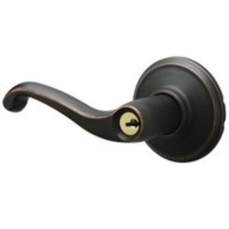 Schlage F Series F51A V FLA 716 Entry Lever, Mechanical Lock, Aged Bronze, Metal, Residential, 2 Grade