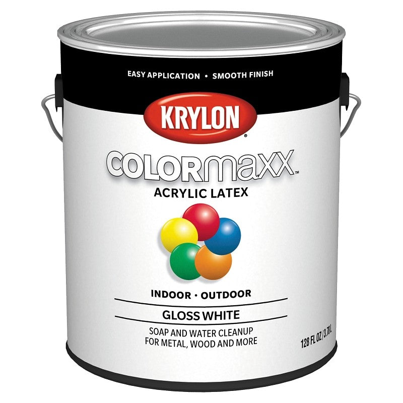 Krylon K05649007 Paint, Gloss, White, 1 gal (Pack of 4)