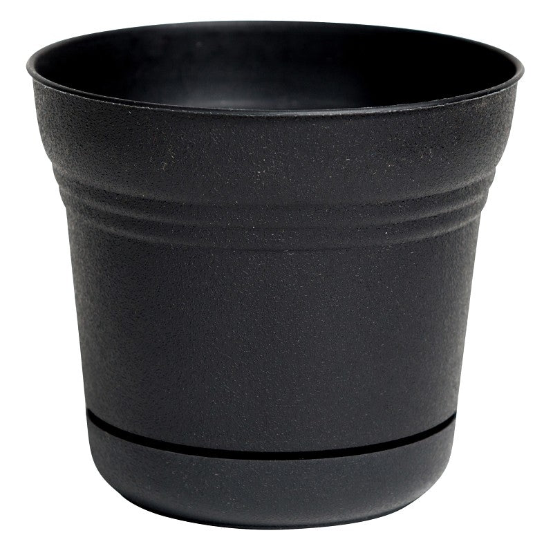 Bloem SPO500 Planter, 4-1/2 in H, 5 in W, 5 in D, Classic Textured Design, Plastic, Black, Matte (Pack of 12)