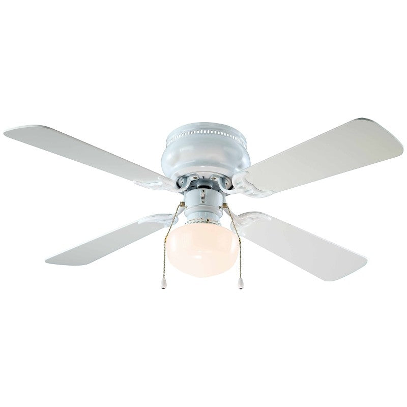 Boston Harbor 42-742T-SH-EN-WH Ceiling Fan, 4-Blade, Bleached Oak/White Blade, 42 in Sweep, 3-Speed, With Lights: Yes