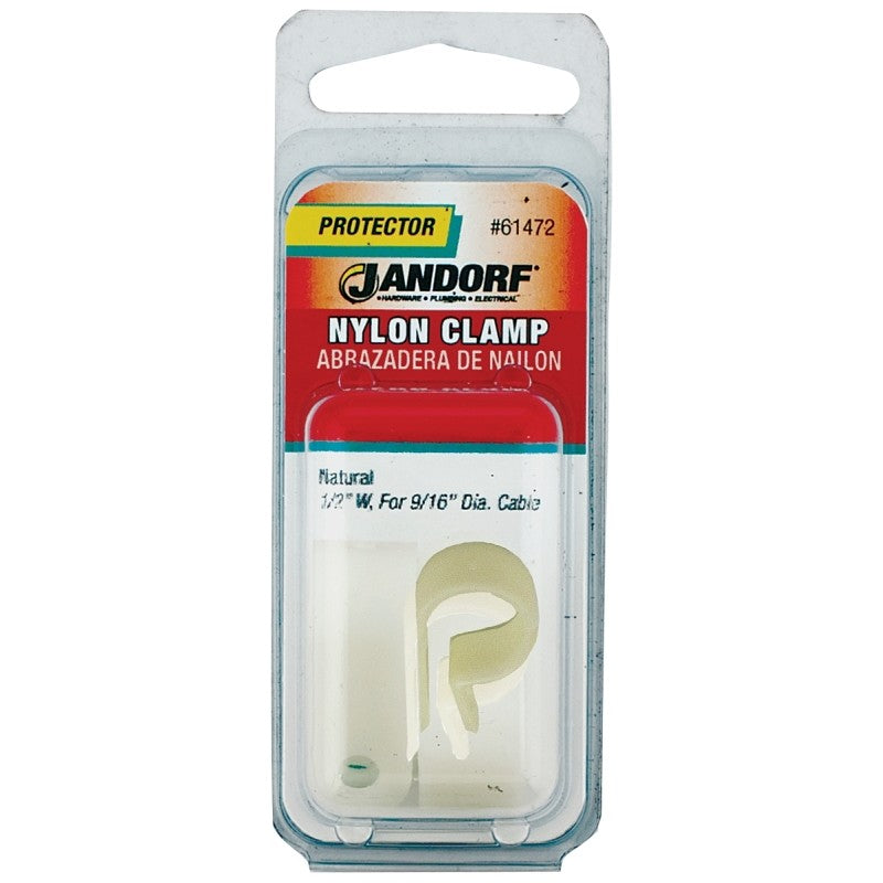Jandorf 61472 Cable Clamp, 9/16 in Max Bundle Dia, 1/2 in W, Nylon, Natural