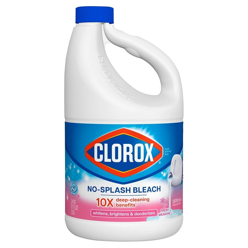 Clorox Splash-Less 32387 Bleach, 77 oz, Bottle, Liquid, Fresh Meadow (Pack of 6)