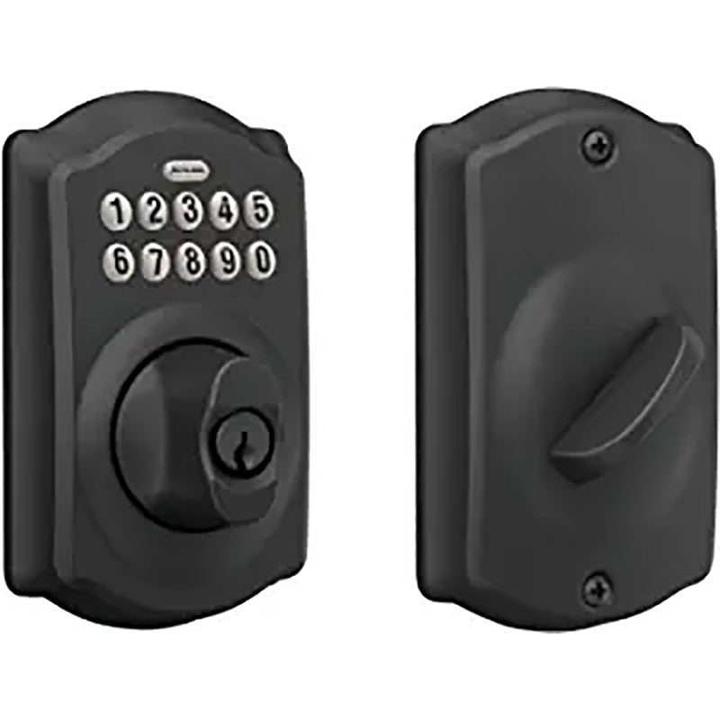 Schlage BE365 V CAM 622 Electronic Deadbolt, 19 Number of User Codes, 1 in Projection, Matte Black, Residential