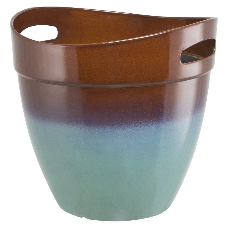 Landscapers Select PT-S039 Planter, 12 in Dia, 11-1/2 in H, Round, Resin, Teal, Teal (Pack of 6)