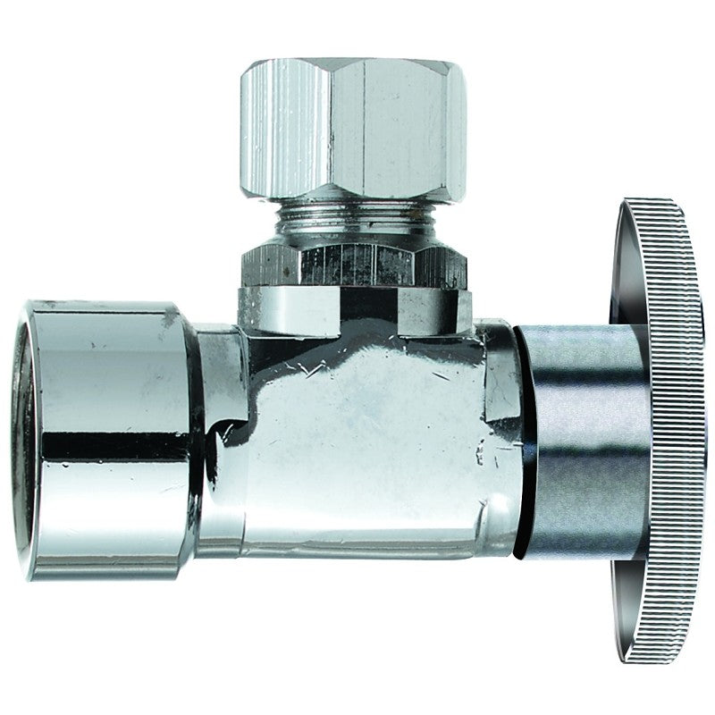 Plumb Pak PP20050LF Shut-Off Valve, Angle Valve, 3/8 x 3/8 in Connection, FIP x Compression, Brass Body