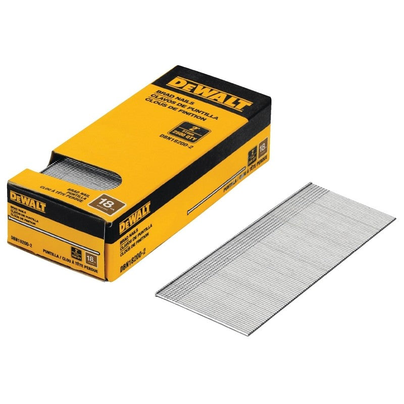 DEWALT DBN18200-2 Nail, 2 in L, 18, Metal, Coated, Brad, Flat Head, Smooth Shank