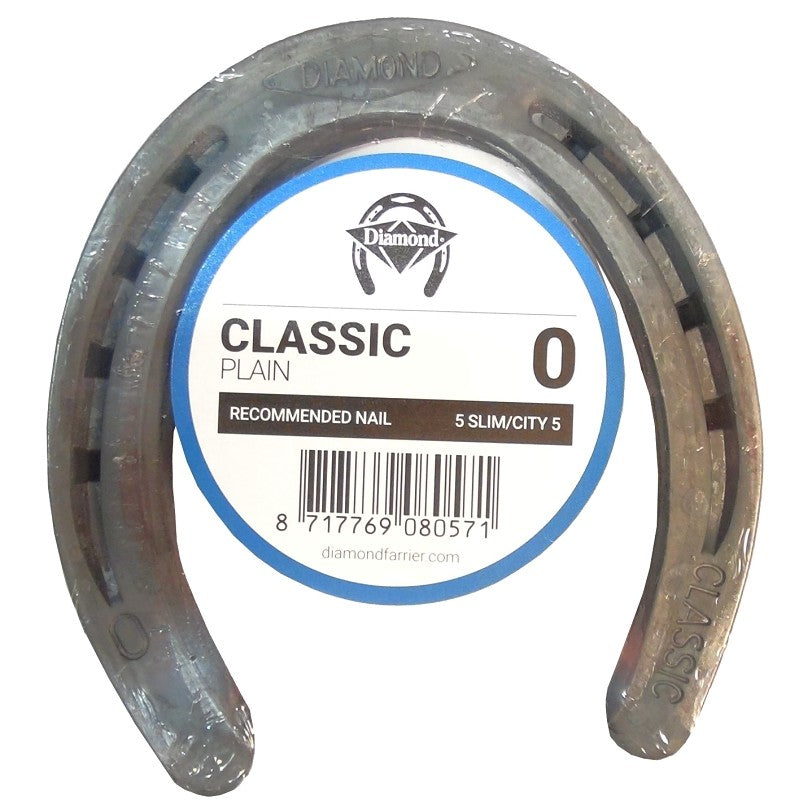 Diamond Farrier DC0PR Classic Plain Horseshoe, 1/4 in Thick, 0, Steel