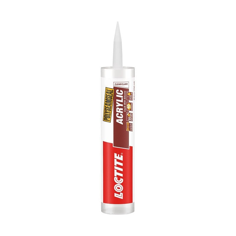 Loctite POLYSEAMSEAL 1507593 Acrylic Caulk, Clear, -5 to 170 deg F, 10 oz Cartridge (Pack of 12)