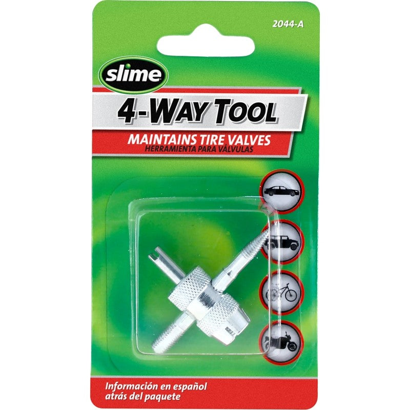 Slime 2044-A Tire Valve Tool, 4 -Port/Way, Steel (Pack of 6)