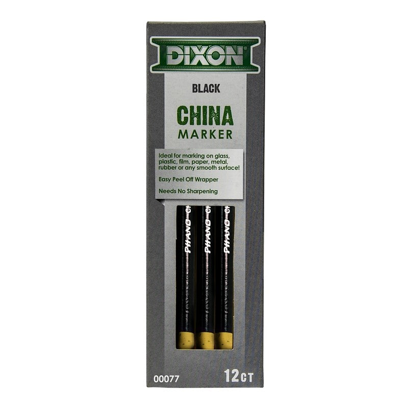 Dixon Ticonderoga 00077 China Marker, Black, 7 in L (Pack of 12)