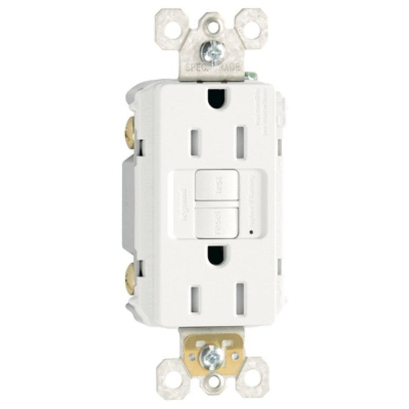 Pass & Seymour radiant Series 1597TRWCCD12 GFCI Duplex Receptacle, Nylon, White, 2-Pole, 15 A, 3-Wire, NEMA: 5-15R
