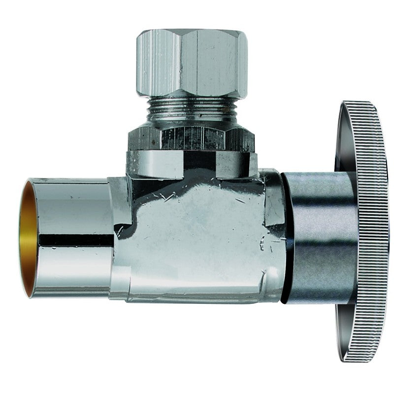 Plumb Pak PP20060LF Shut-Off Valve, Angle Valve, 1/2 x 3/8 in Connection, Sweat x Compression, Brass Body