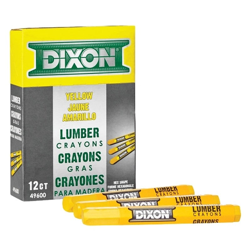 Ticonderoga 49600 Lumber Crayon, Yellow, 1/2 in Dia, 4-1/2 in L (Pack of 12)