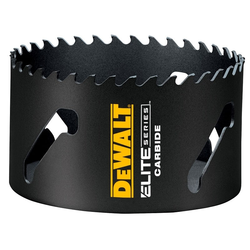 DEWALT ELITE Series DAH3412 Hole Saw, 4-1/2 in Dia, 1-3/4 in D Cutting, 1/2 in Arbor, 3 TPI, Carbide Cutting Edge