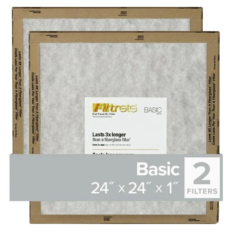 Filtrete FPL12-2PK-24 Air Filter, 24 in L, 24 in W, 2 MERV, For: Air Conditioner, Furnace and HVAC System (Pack of 24)