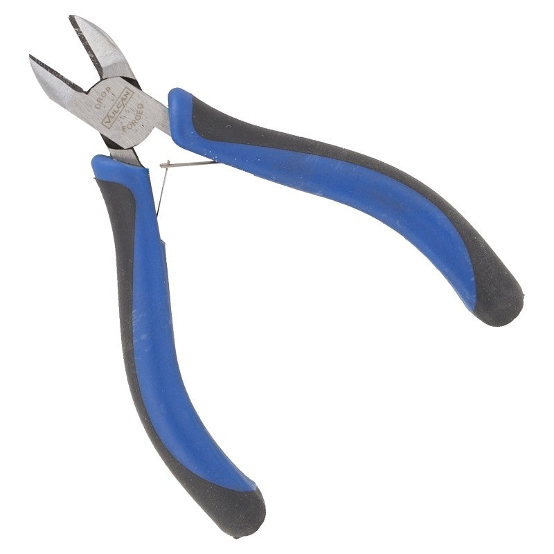 Vulcan JL-NP039 Diagonal Cutting Plier, 4.5 in OAL, 0.8 mm Cutting Capacity, 0.5 in Jaw Opening, Black/Blue Handle