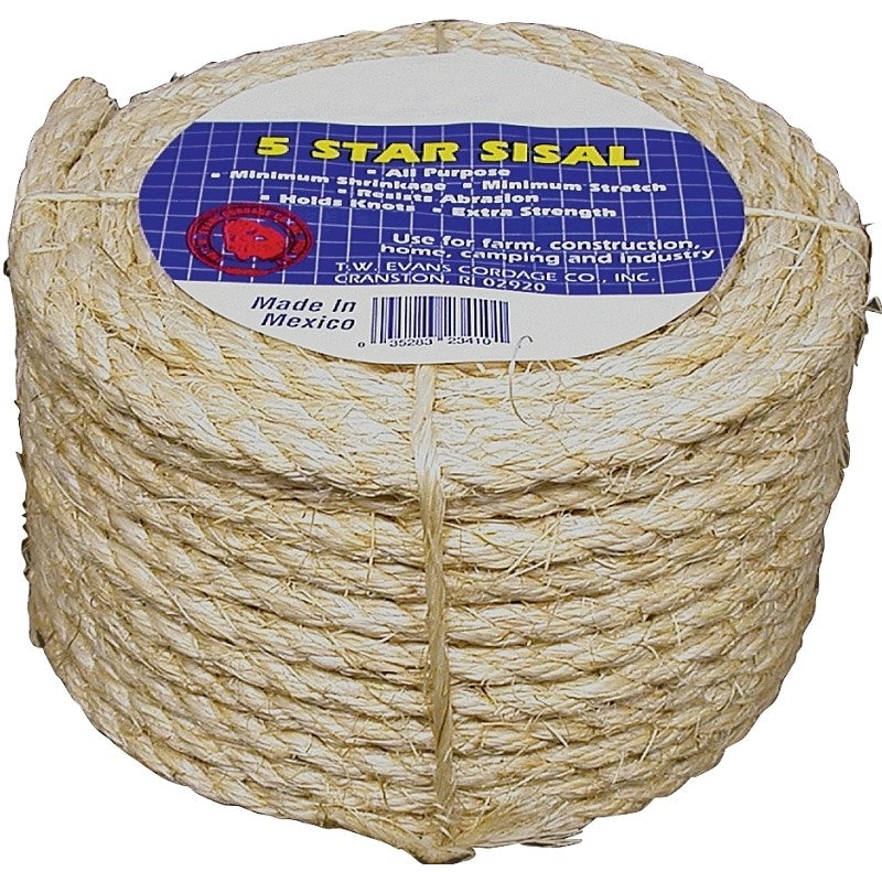 T.W. Evans Cordage 22-800 Fiber Rope, 3/4 in Dia, 600 ft L, Sisal, Natural