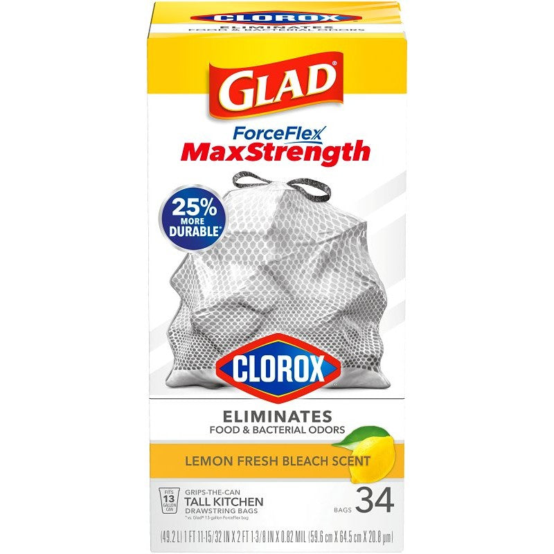 Glad 79297 Kitchen Trash Bag, Tall, 13 gal