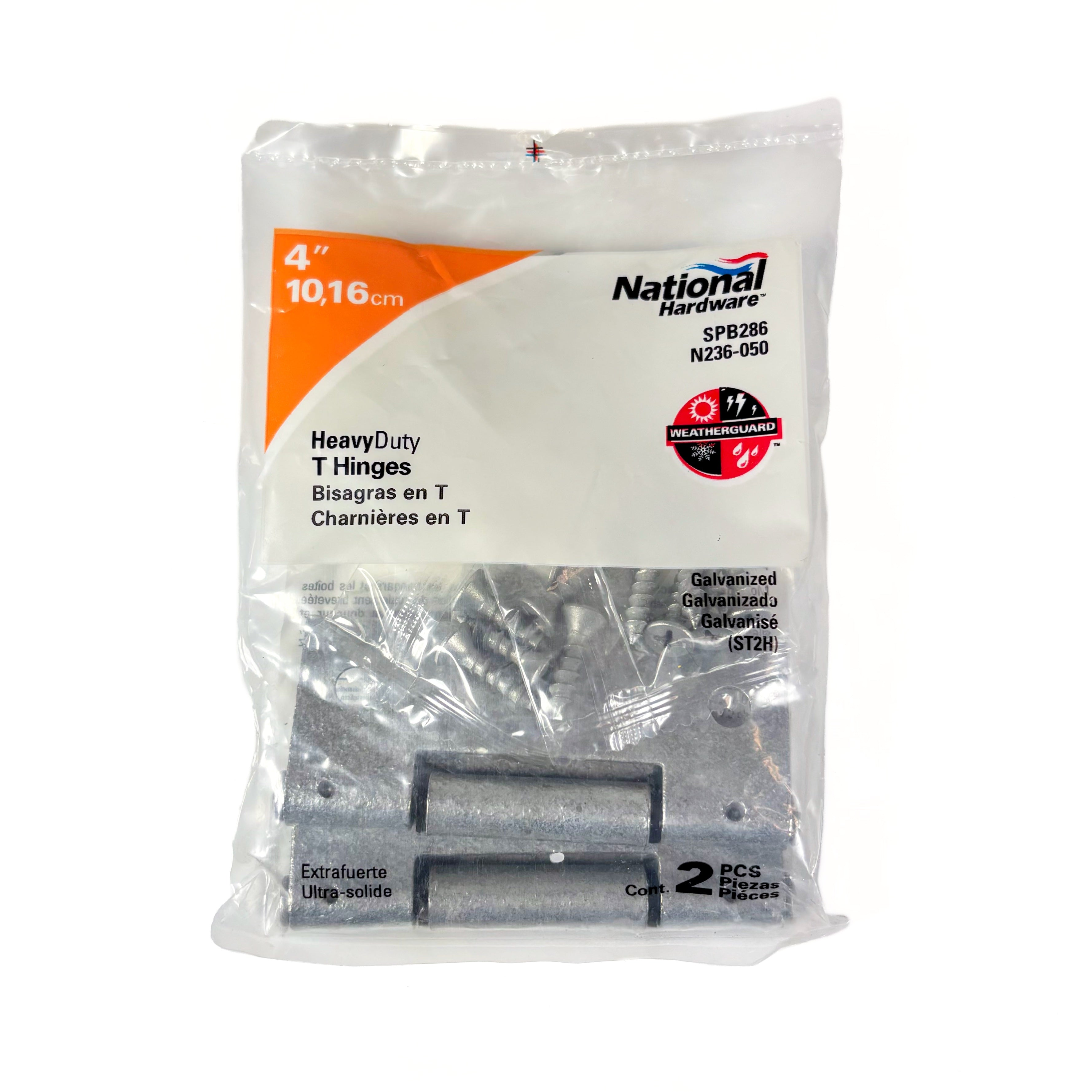 Heavy Duty T-Hinges 4 Inch Galvanized Steel 2 Pack (POS)