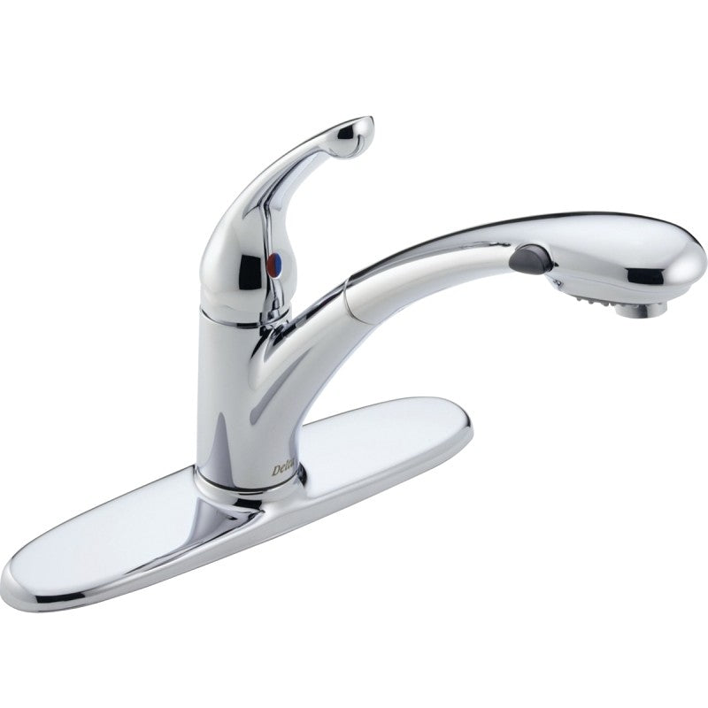 Delta Signature 470-PROMO-DST Kitchen Faucet, 1.8 gpm, 1-Handle, Ceramic, Chrome Plated, Deck, Lever Handle