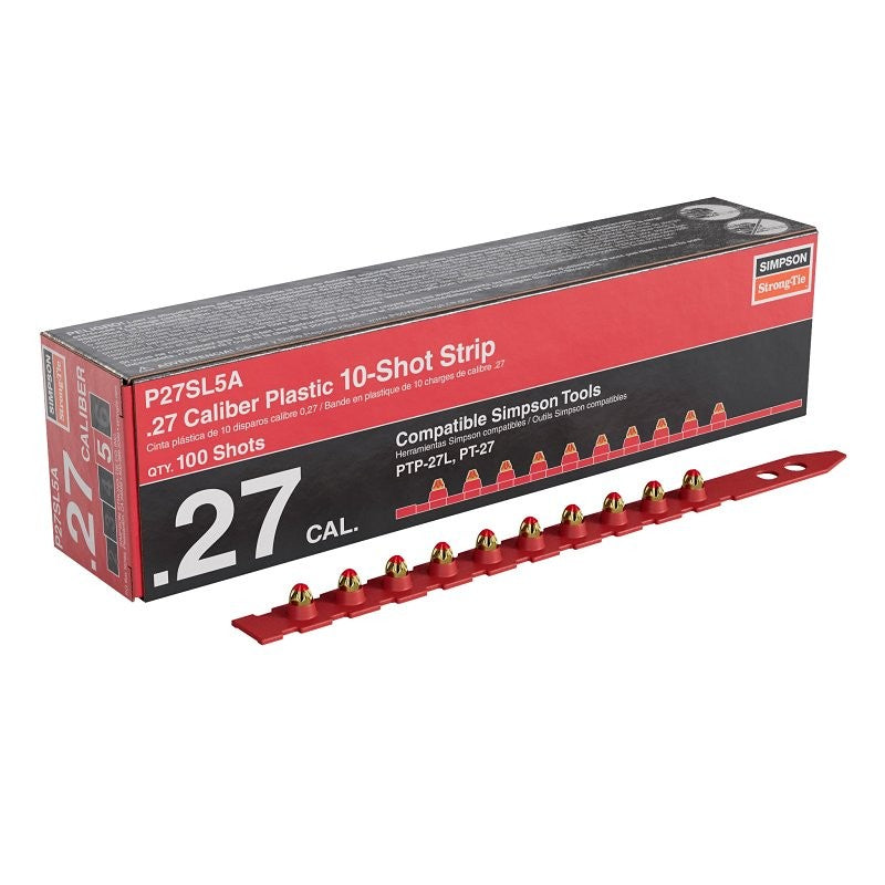 Simpson Strong-Tie P27SL P27SL5A Series Strip Load, For: PTP-27L Fastening Tool, 0.27 Caliber, Power Level: 5, 100/PK (Pack of 10)