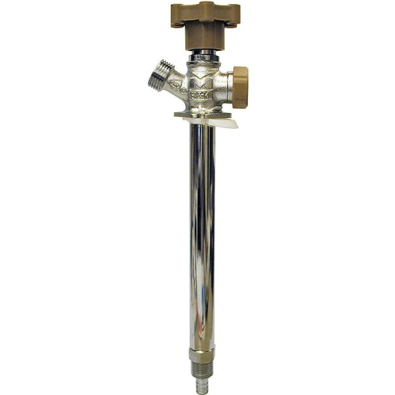 B & K 104-841HC Anti-Siphon Frost-Free Sillcock Valve, 4 in L, 1/2 x 3/4 in, MPT x Hose, 125 psi, Brass Body, Chrome