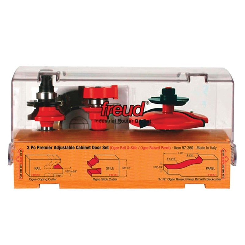 Freud 97-260 Cabinet Bit Set, 1 in Dia Cutter, 1/2 in Dia Shank, 2-Cutter, Carbide