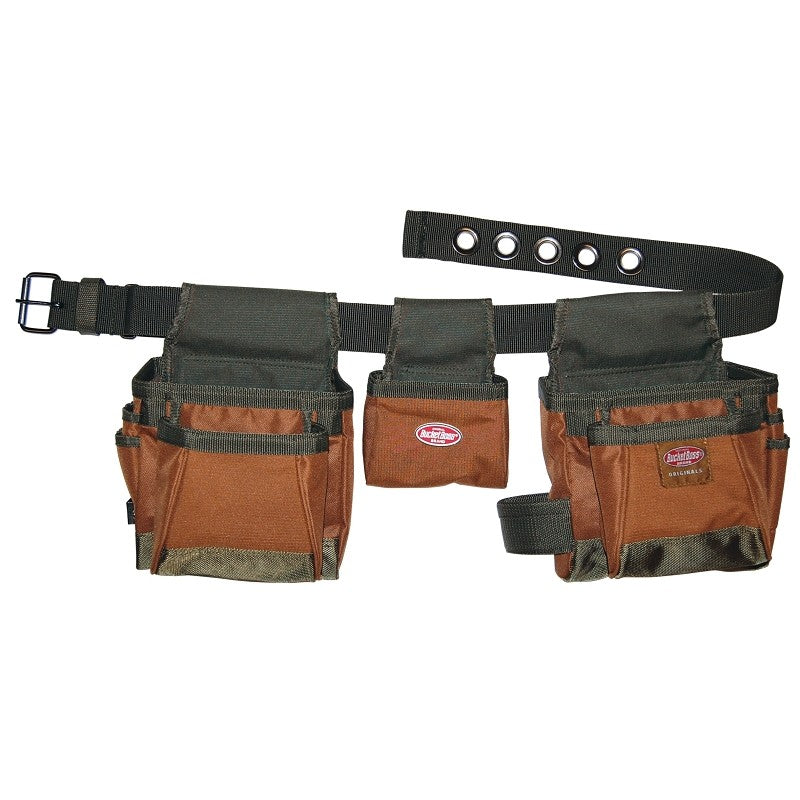 Bucket Boss 50250 Handyman's Rig, 52 in Waist, Poly Ripstop Fabric, Brown/Green, 11-Pocket
